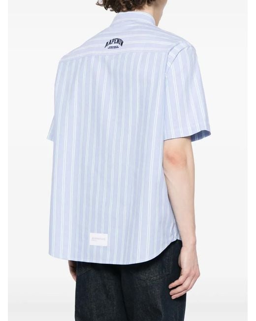 Aape By A Bathing Ape Blue Striped Cotton Shirt for men