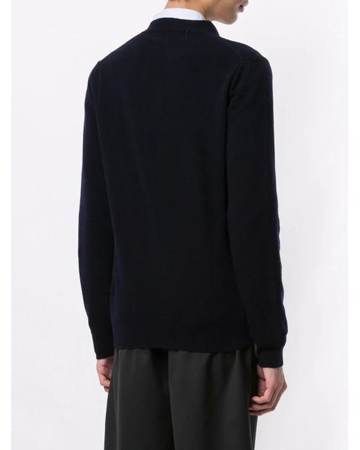 COMME DES GARÇONS PLAY Blue Pull Over Knit Black In Wool for men