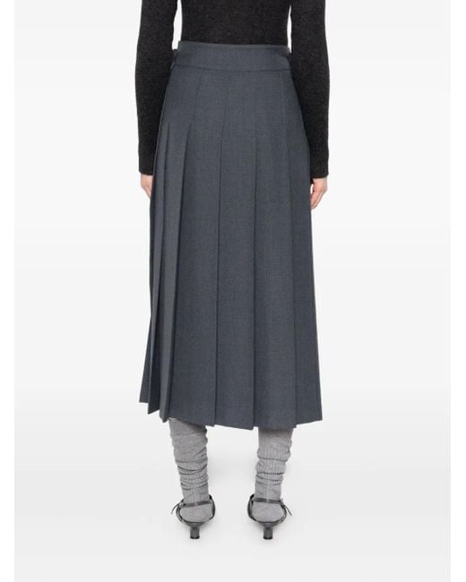 Rohe Gray Buttoned Midi Pleated Skirt