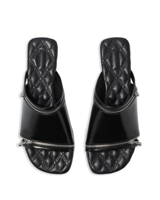 Burberry Black Leather Peep Slides