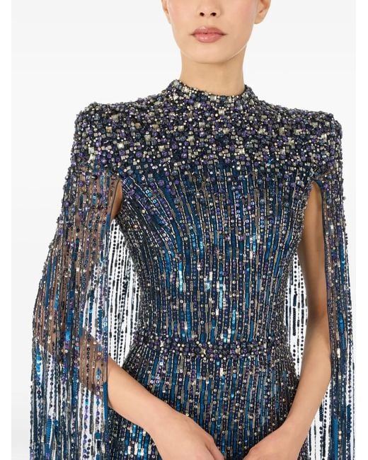 Jenny Packham Blue Opera Embellished Maxi Dress