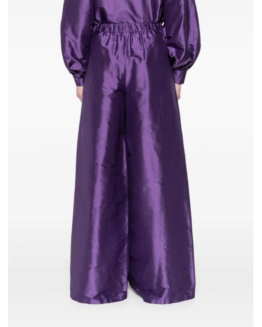 Max Mara Purple Silk Wide-Leg Trousers