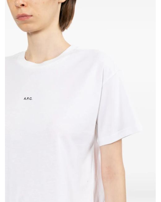 A.P.C. White Logo-Print T-Shirt