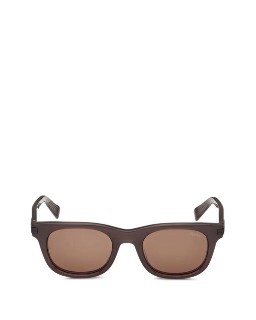 Zegna Pink Rectangle-Frame Sunglasses for men