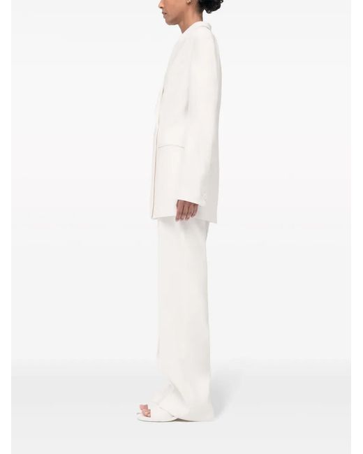 Another Tomorrow White Double-Breasted Blazer