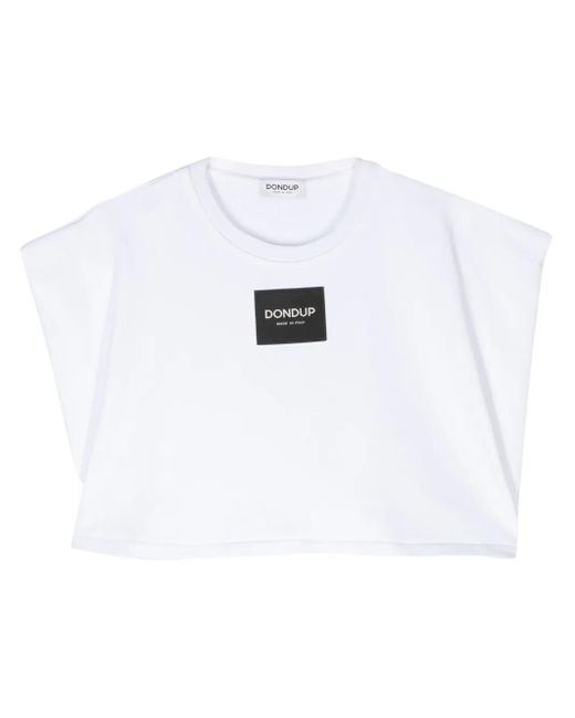 Dondup White Logo-Patch Cropped Top