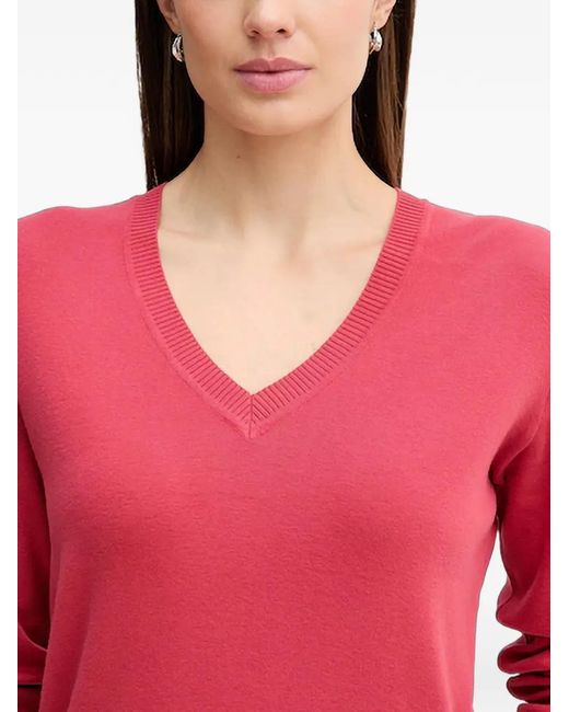 Pull À Col V Benetton en coloris Red
