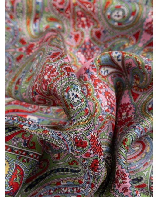 Etro Purple Paisley-Pattern Silk Scarf for men