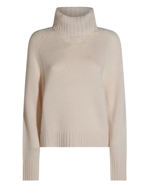 Maglione A Coste A Collo Alto di Allude in Natural