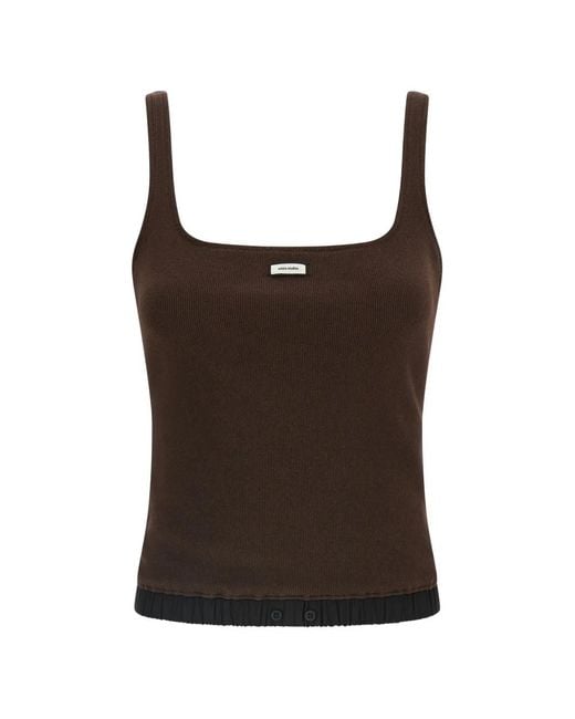 Entire studios Brown Lounge Ribbed Logo Patch Tank Top