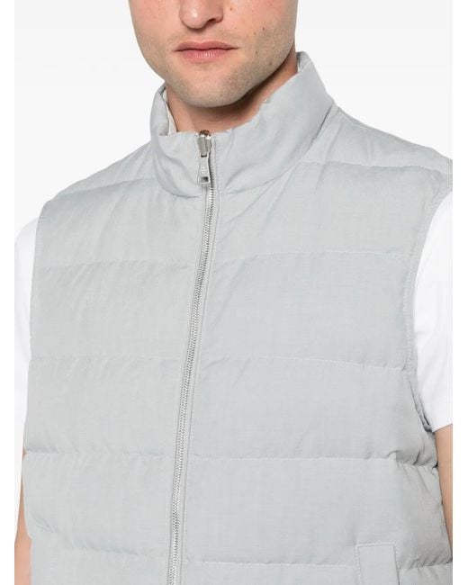 Eleventy White Quilted Padded Gilet for men