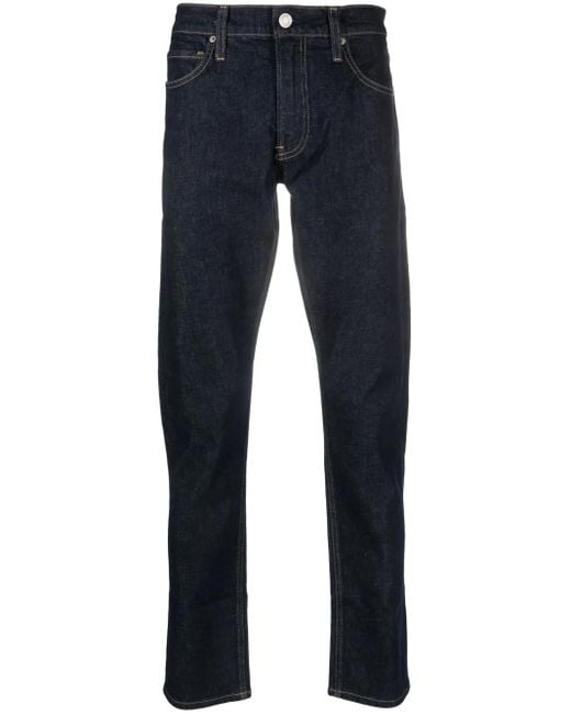 Vaqueros Slim Con Parche Del Logo Calvin Klein de hombre de color Blue