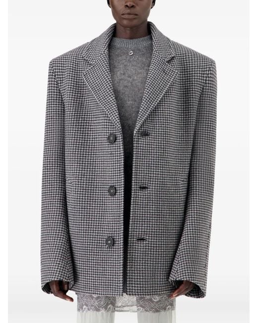 Coperni Gray Houndstooth-Pattern Notched-Lapels Coat