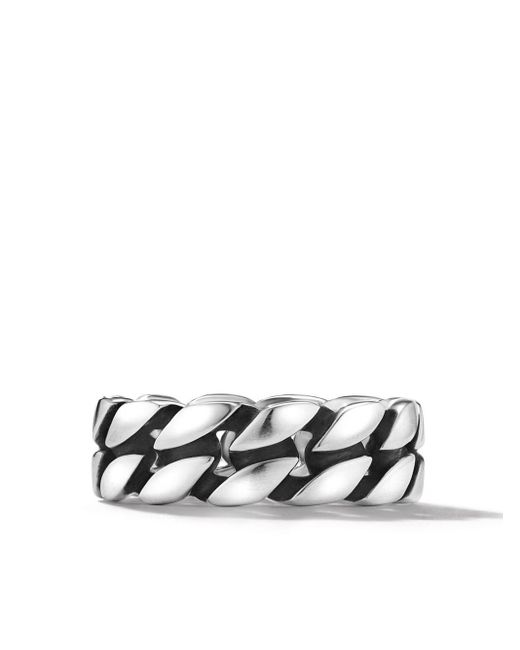 David Yurman Metallic Sterling Silver Curb Chain Band Ring for men