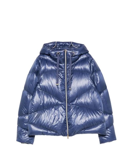 Herno Blue Quilted Hooded Jacket