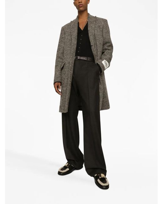 Dolce & Gabbana Gray Single-Breasted Melange Coat for men