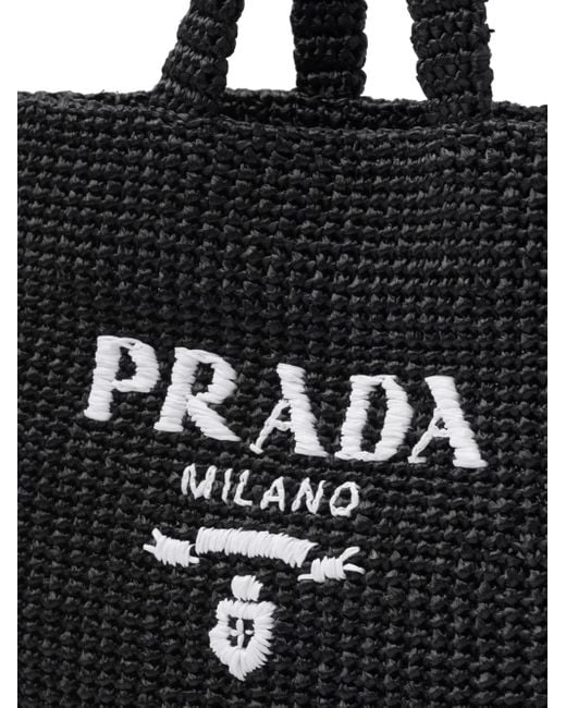 Borsa Tote All'Uncinetto di Prada in Black