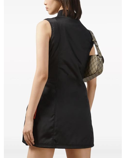 Gucci Black Logo-embroidered Zipped Minidress