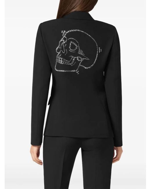 Philipp Plein Black Crystal-Skull Blazer