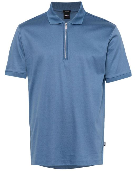 Boss Blue Cotton Polo Shirt for men