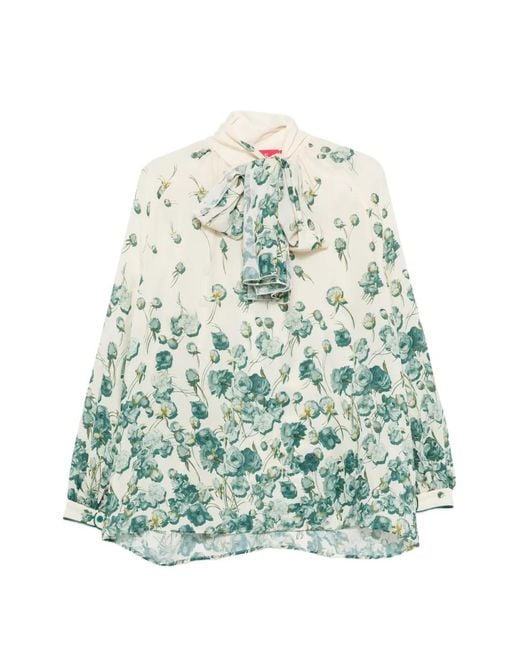 F.R.S For Restless Sleepers Green Floral-Print Blouse