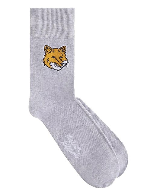 Maison Kitsuné Gray Fox Head Socks for men