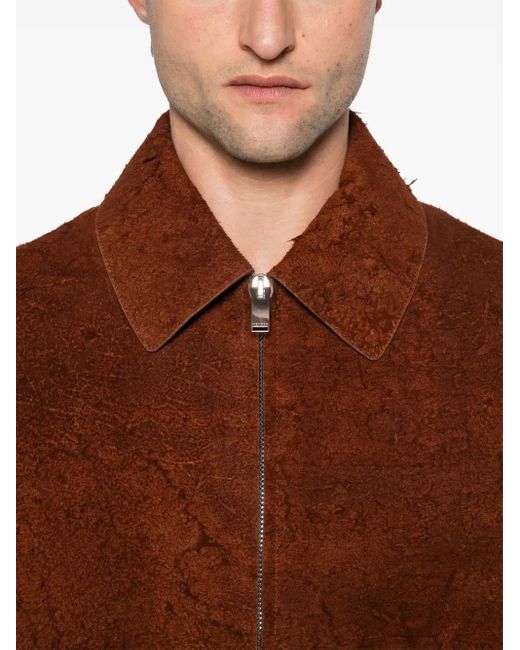 Alexander McQueen Brown Leather Jacket With 'Vintage' Effect for men