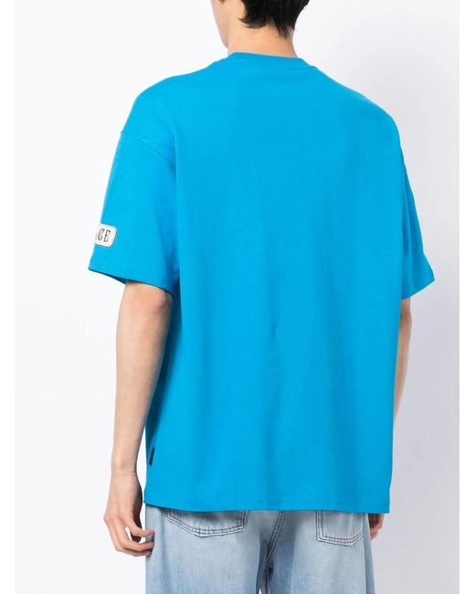 FIVE CM Blue Embroidered Cotton T-Shirt for men