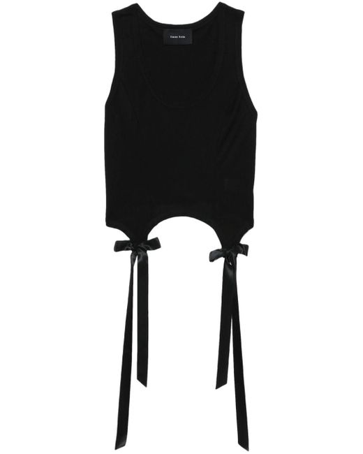 Simone Rocha Black Bow And Ribbon-detail Cotton Vest