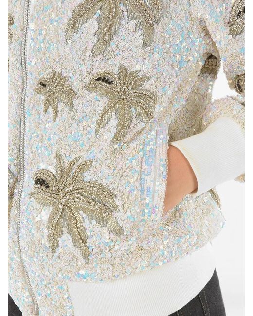Philipp Plein White Sequin-Embellished Bomber Jacket