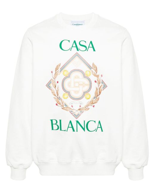 Casablancabrand White Logo-print Cotton Sweatshirt for men