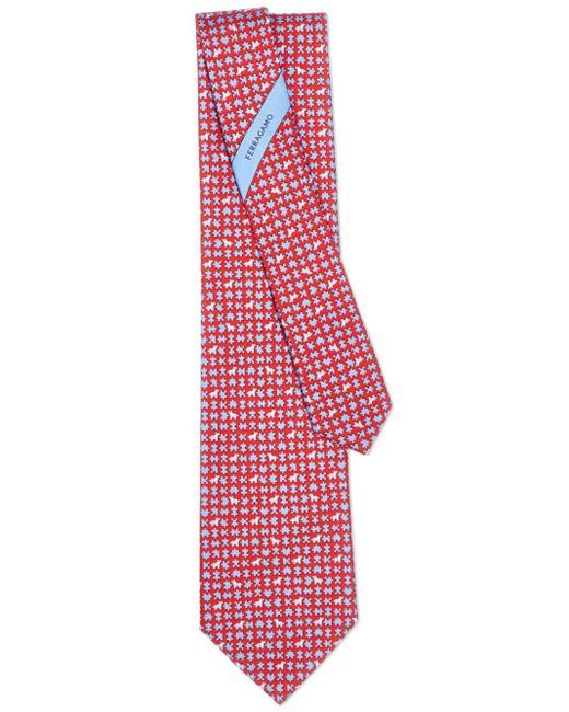 Ferragamo Pink Puzzle-print Silk Tie for men