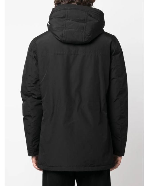 Woolrich Black Padded Hooded Coat for men