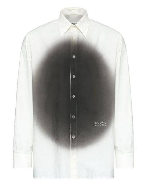 MM6 by Maison Margiela Gray Blurred-Print Long-Sleeve Shirt for men