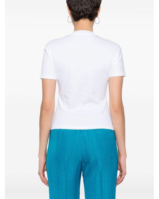 Lanvin White Eyelet-Embellished T-Shirt
