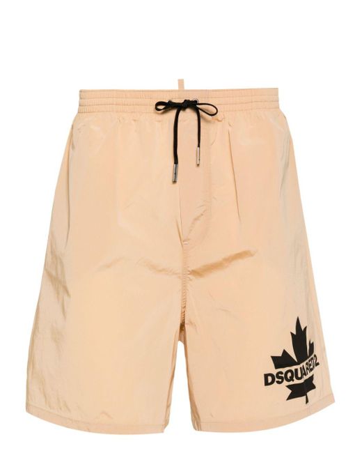 DSquared² Natural Logo-print Drawstring Swim Shorts for men