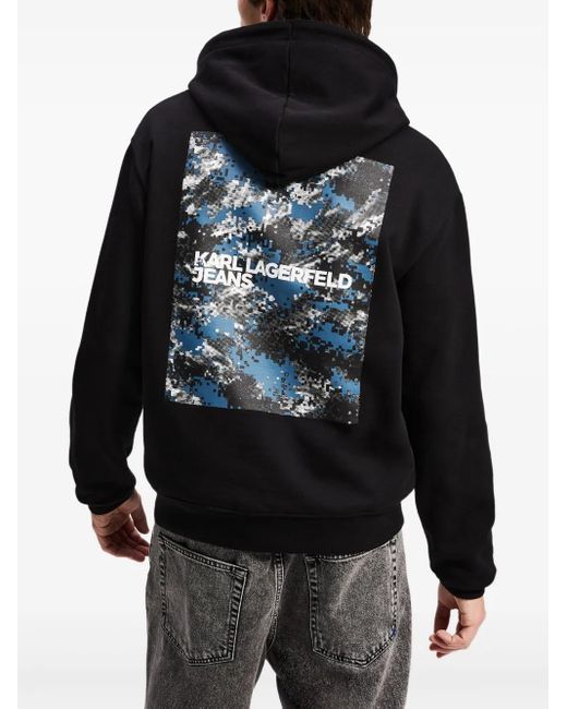 Karl Lagerfeld Black Graphic-Print Hoodie for men