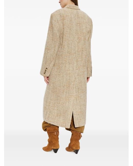 Isabel Marant Natural Pilda Herringbone Double-Breasted Coat
