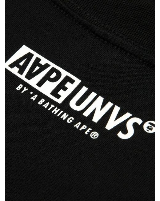 Aape By A Bathing Ape Black Aapeunvs Logo-Print Long-Sleeve T-Shirt for men