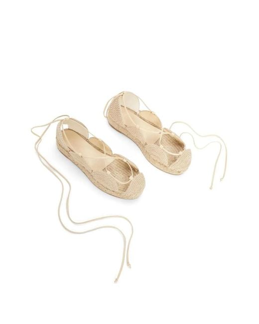 Loewe Natural Lace-Up Flat Espadrilles