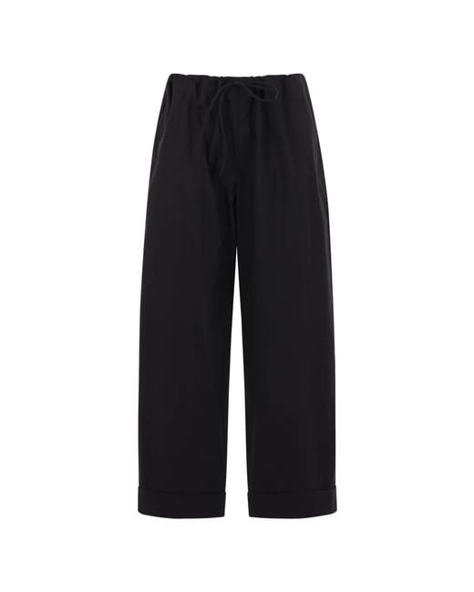 The Row Black Delano Drawstring Trousers