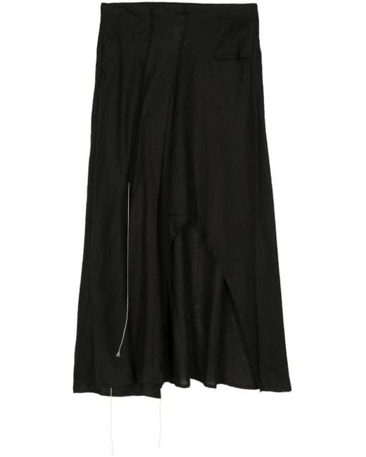 Jupe en lin à design asymétrique Yohji Yamamoto en coloris Black