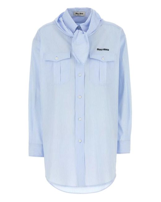 Camicia A Righe di Miu Miu in Blue