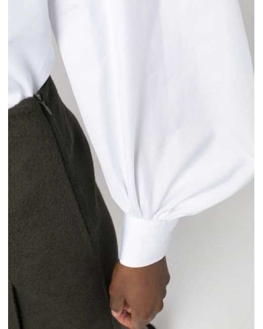 P.A.R.O.S.H. White Puff-Sleeves Cotton Shirt