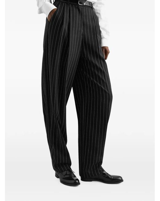 Dolce & Gabbana Black Pinstripe Virgin Wool Trousers