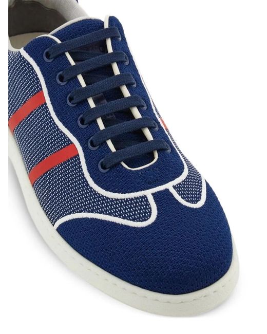 Ferragamo Blue Logo-Print Panelled Sneakers for men
