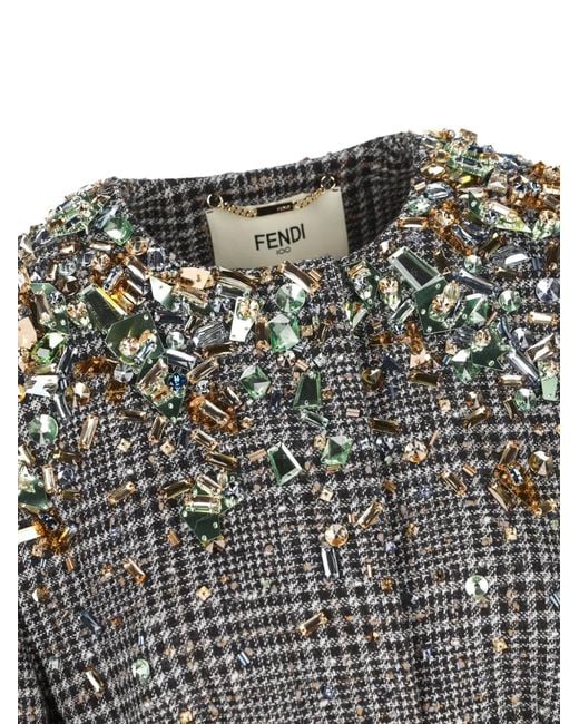 Fendi Gray Crystal-Embellished Jacket
