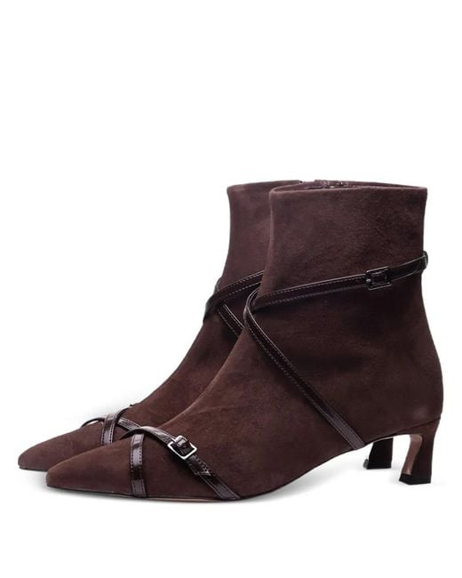 Poche Paris Purple Buckle-Strap Boots