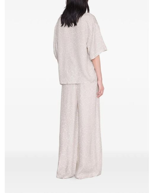 Anine Bing White Roslyn Leopard-Pattern Trousers