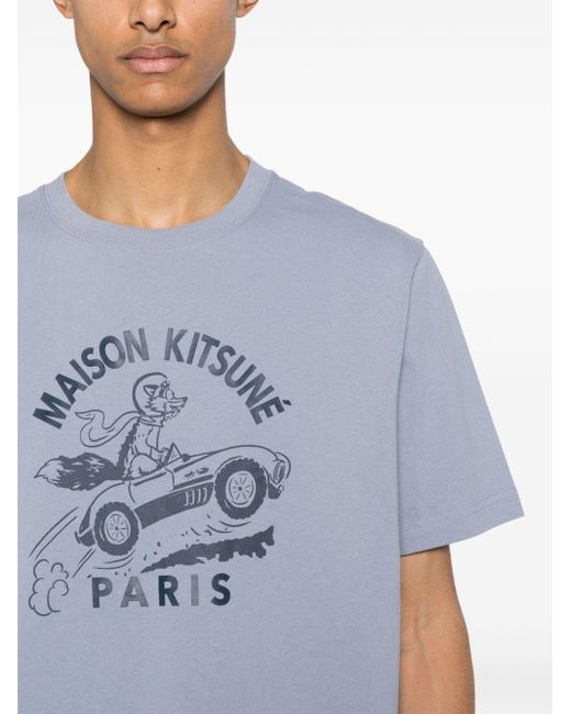 T-shirt Racing Fox di Maison Kitsuné in Blue da Uomo
